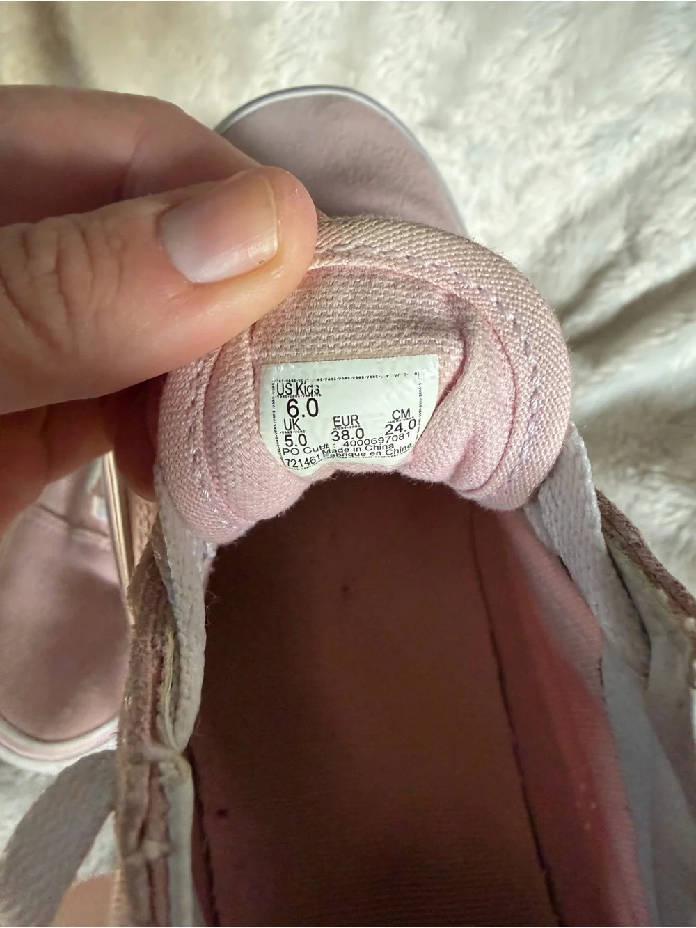 Vans Pink and White Low-Top Sneakers kids 6 or Women 7.5
